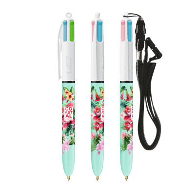 BIC® 4 Colours Fashion esferográfica + Lanyard